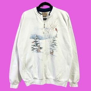 Vintage Artisans Winter Snow Birds Sweatshirt